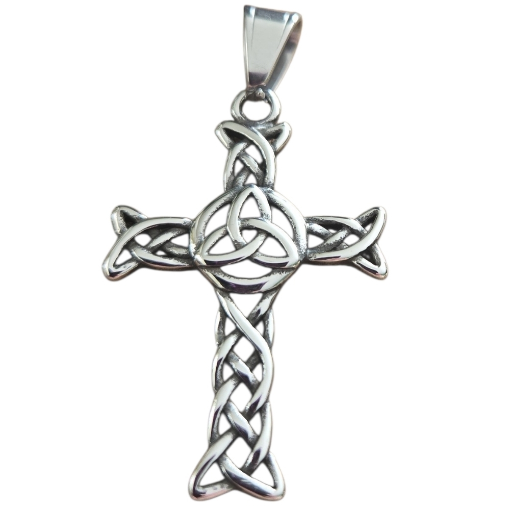 Stainless Steel Celtic Knot Cross Pendant Necklace - Picture 3 of 5
